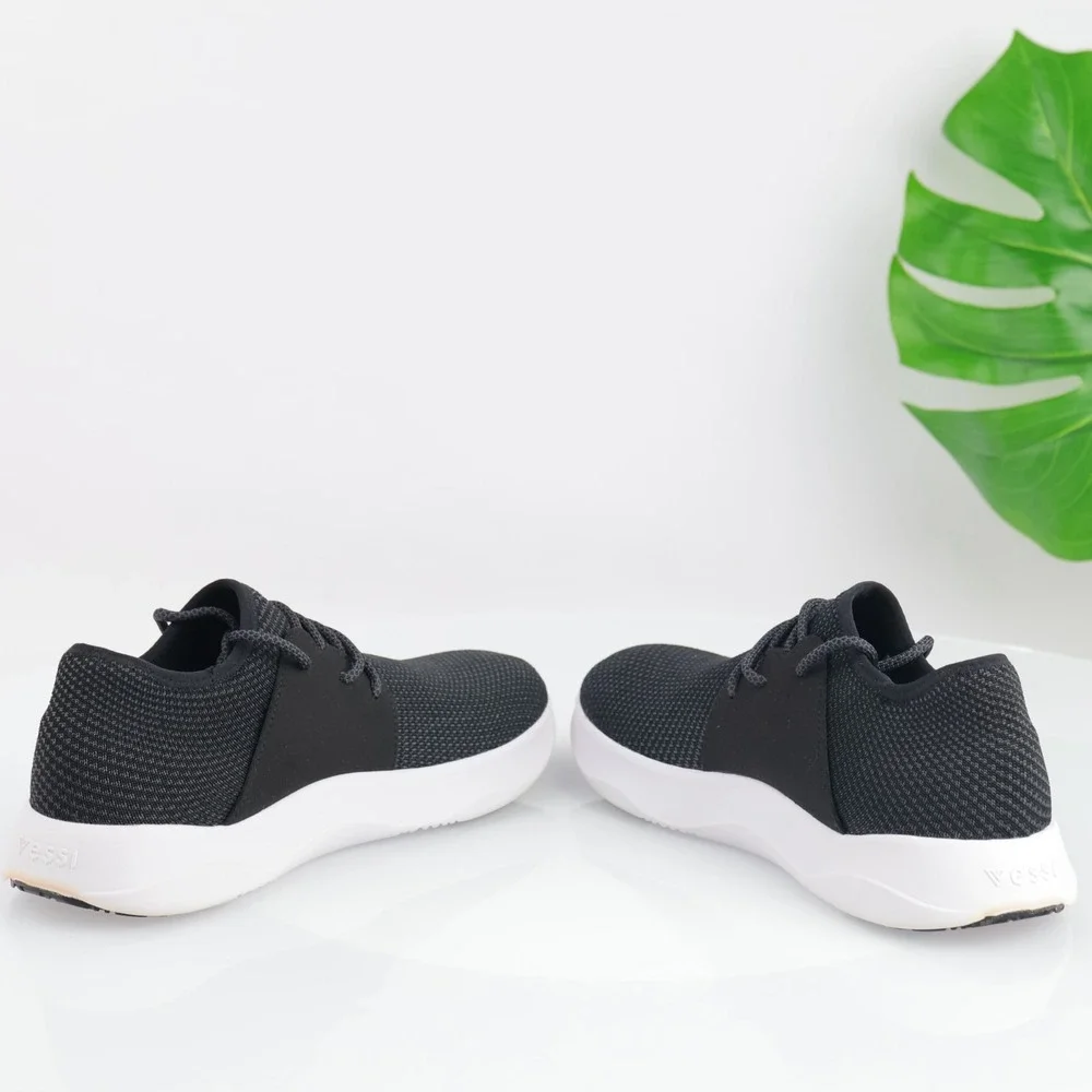 Vessi Womens Everyday Sneakers Size 10 Waterproof Black Gray Knit Lace Up Shoes